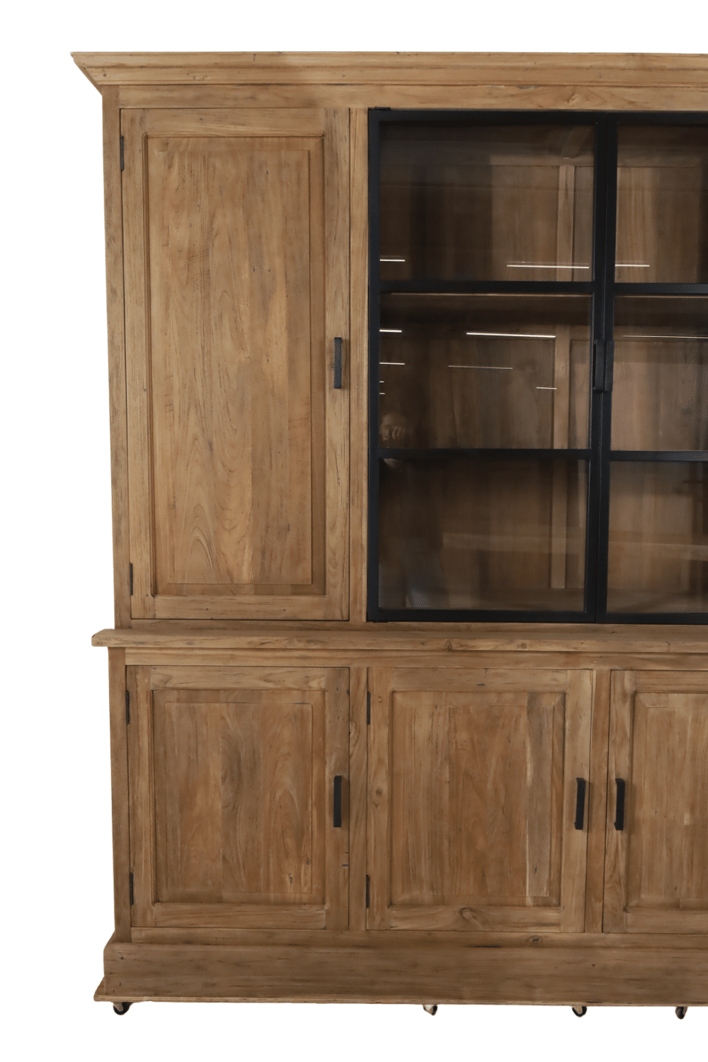 Vitrinekast 240 cm met metalen deuren rural