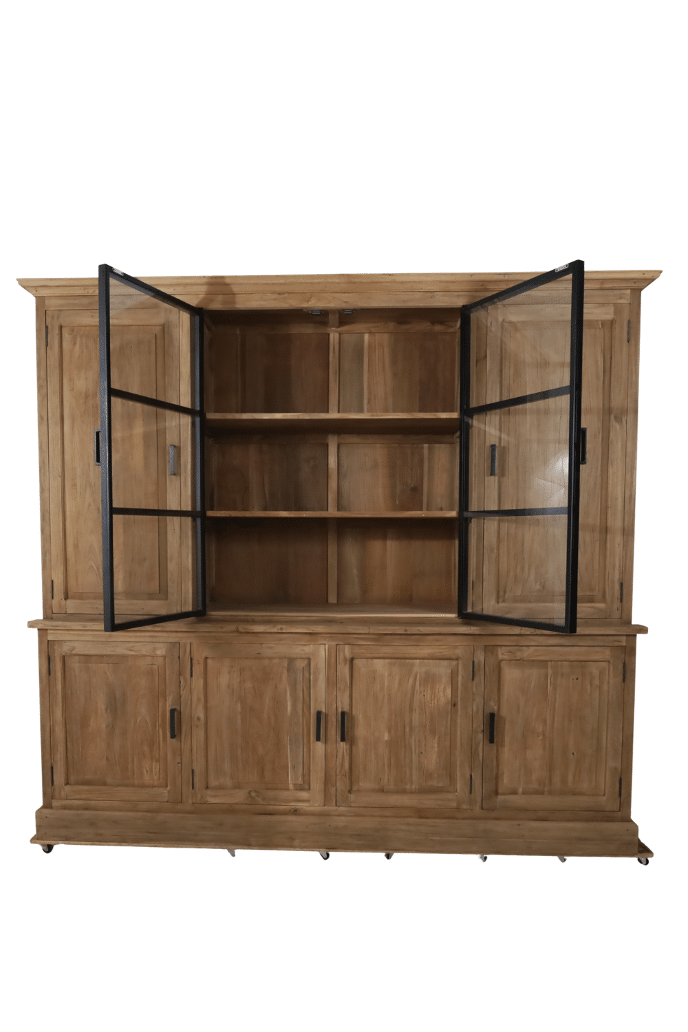 Vitrinekast 240 cm met metalen deuren rural
