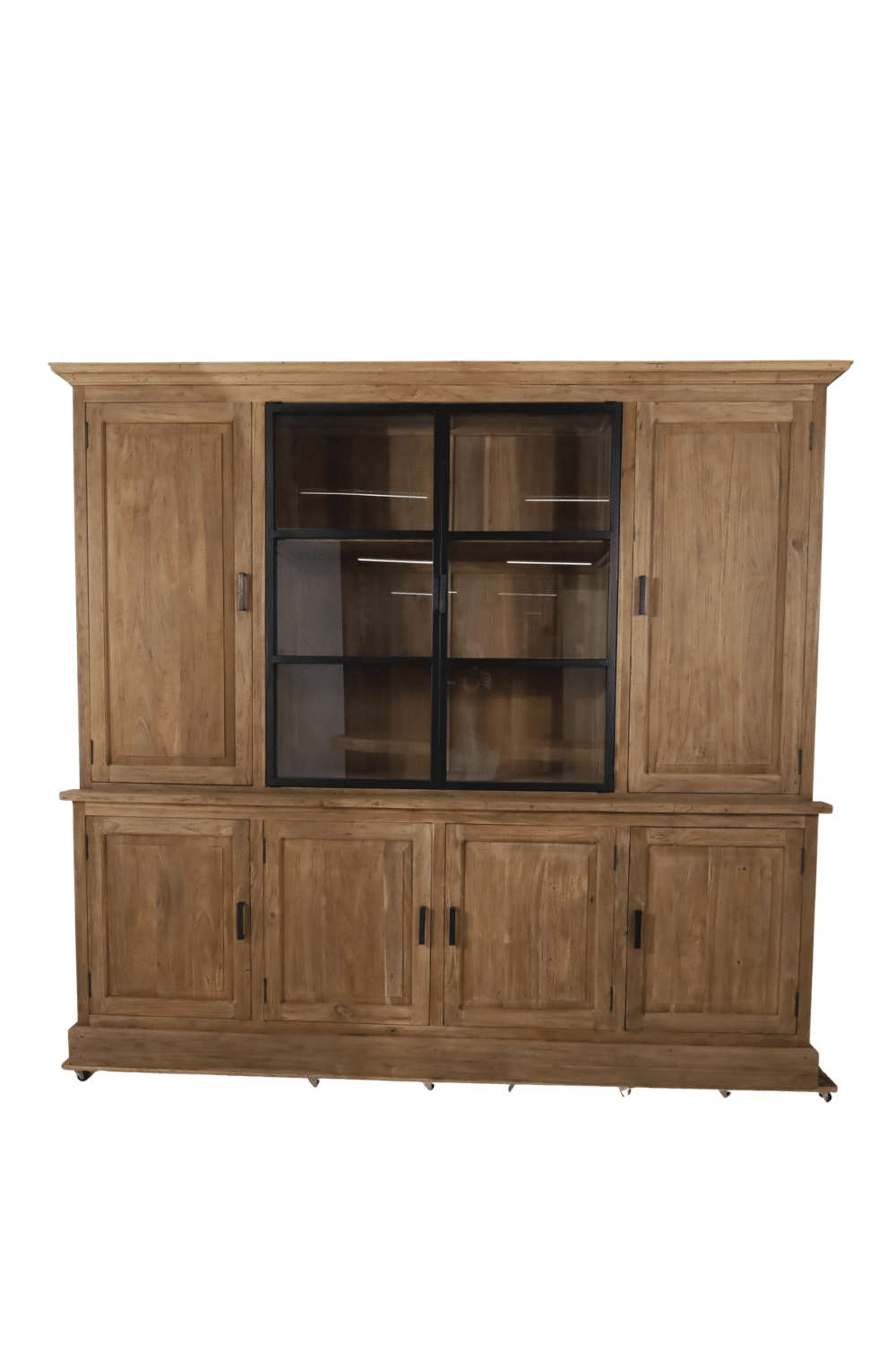 Vitrinekast 240 cm met metalen deuren rural