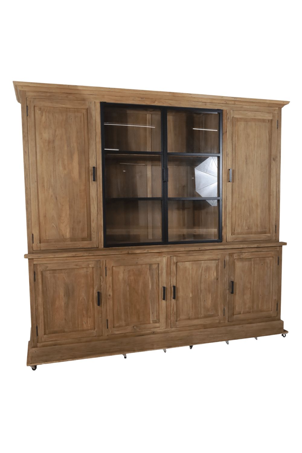 Vitrinekast 240 cm met metalen deuren rural