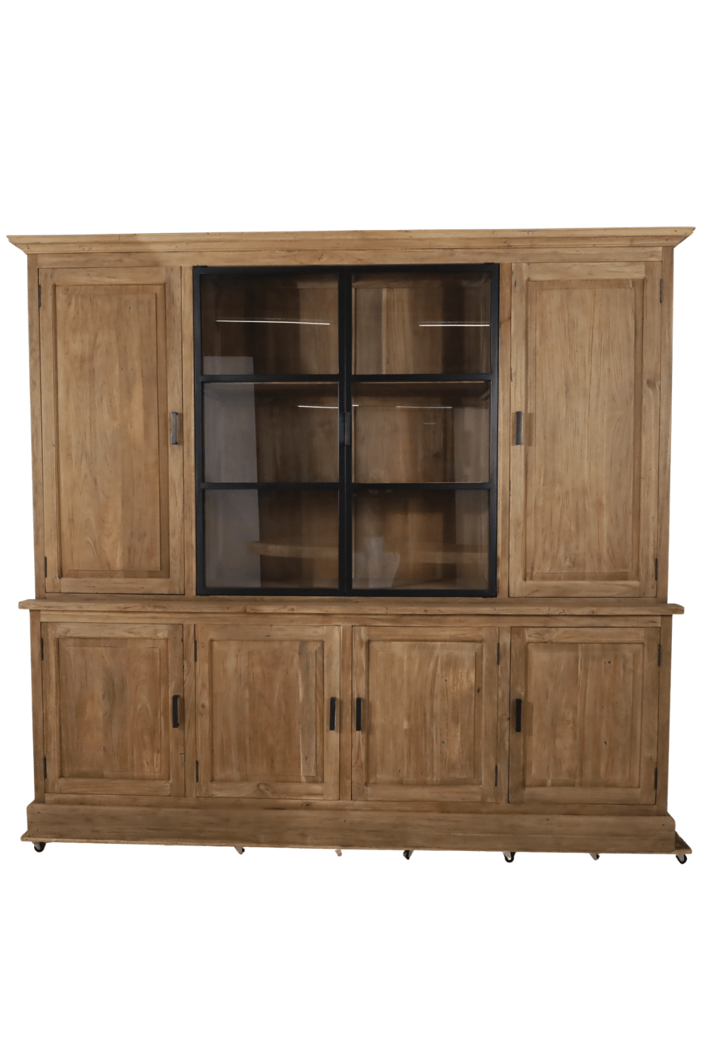 Vitrinekast 240 cm met metalen deuren rural