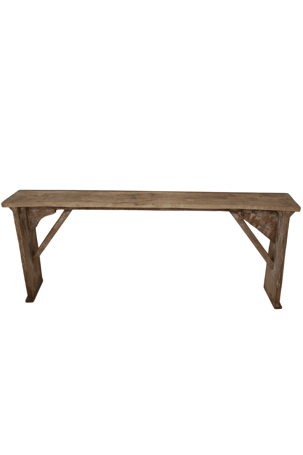 Hout oud houten sidetable bankje 160x25x65 cm