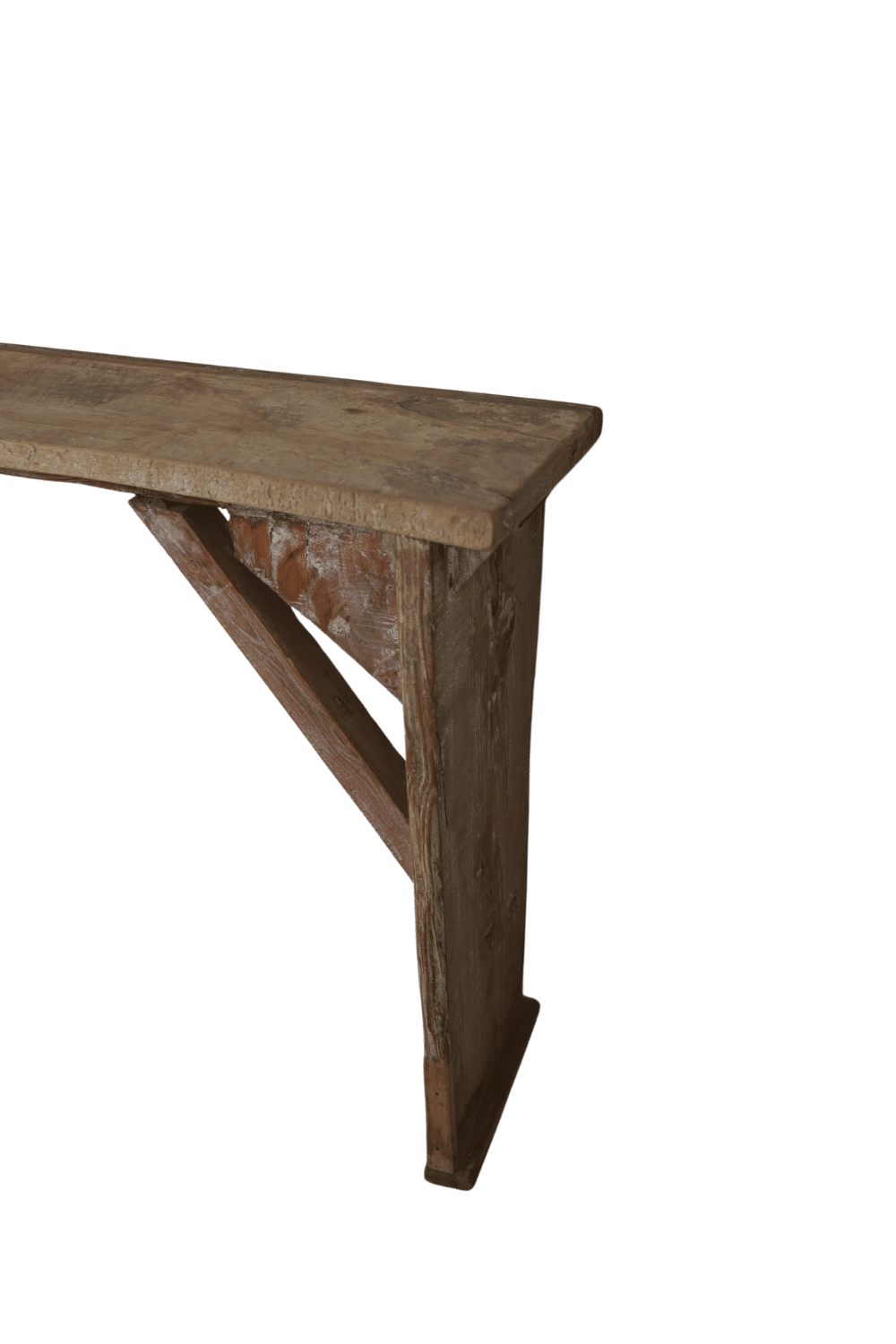 Hout oud houten sidetable bankje 160x25x65 cm