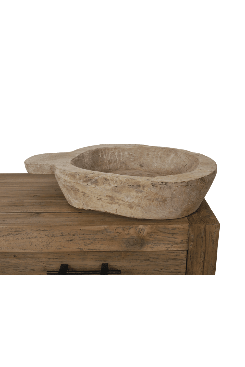 Oude houten schaal beige 70x45x15 cm