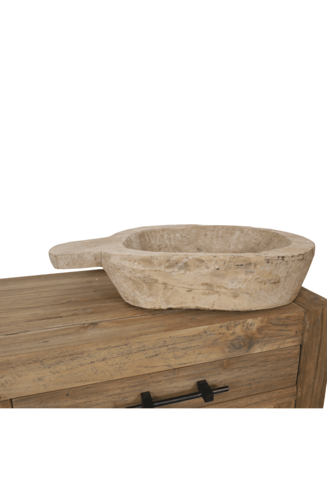 Oude houten schaal beige 70x45x15 cm