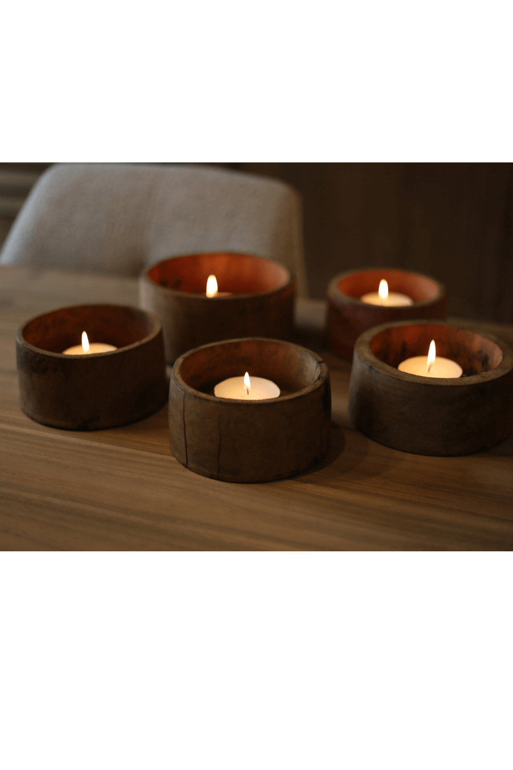 houten thee licht houders kleine houten schaaltjes