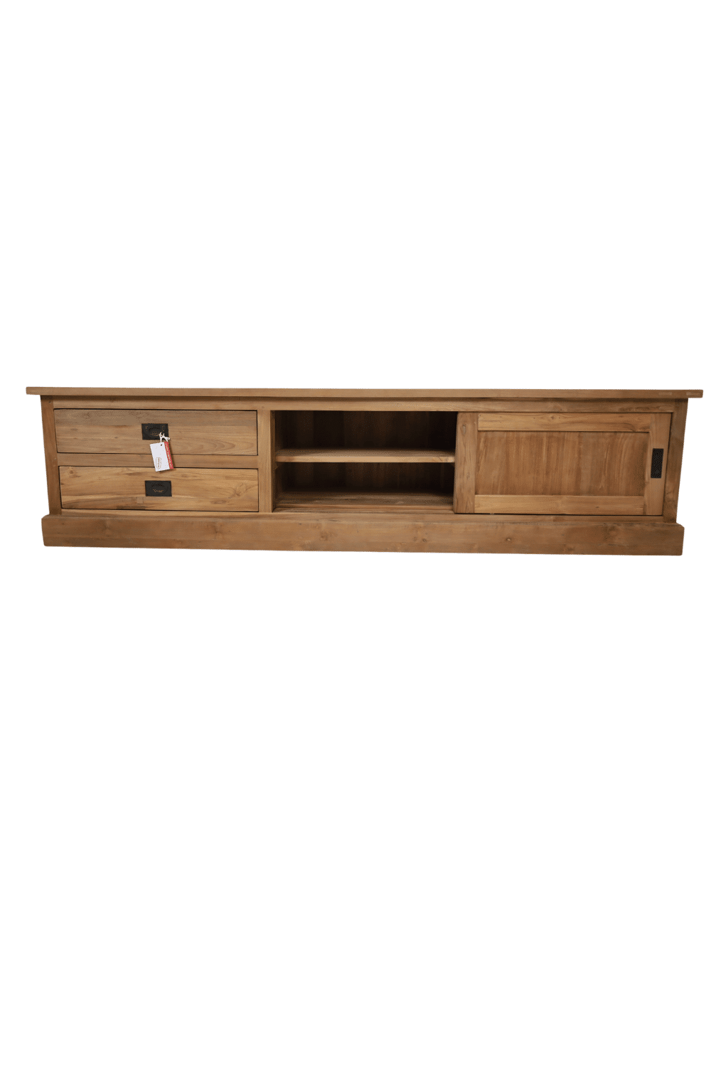 teak houten tv meubel 200 cm met schuif deuren