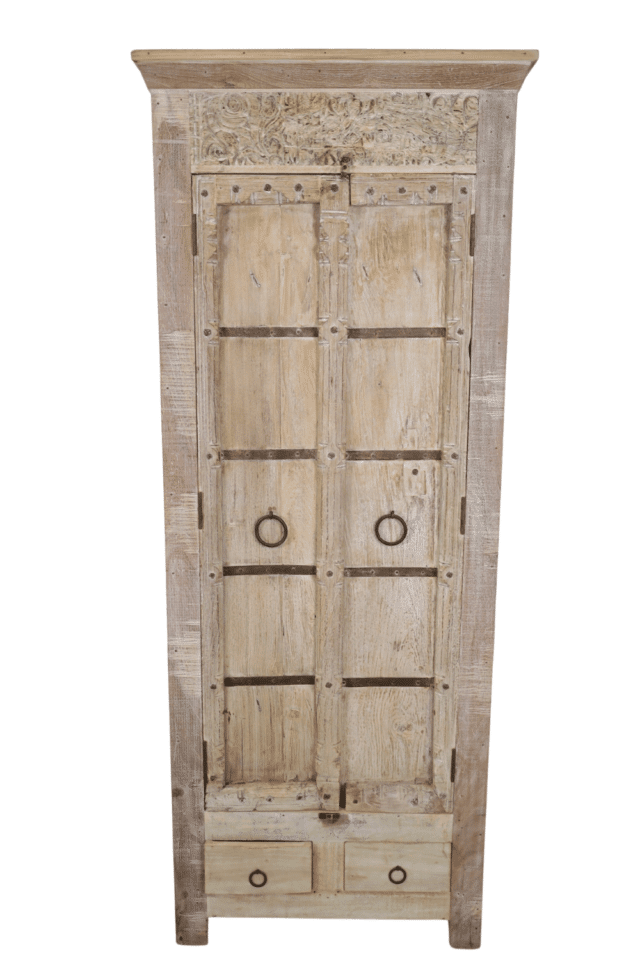 witte Indiase kast kast met oude deuren 75x40x190 cm