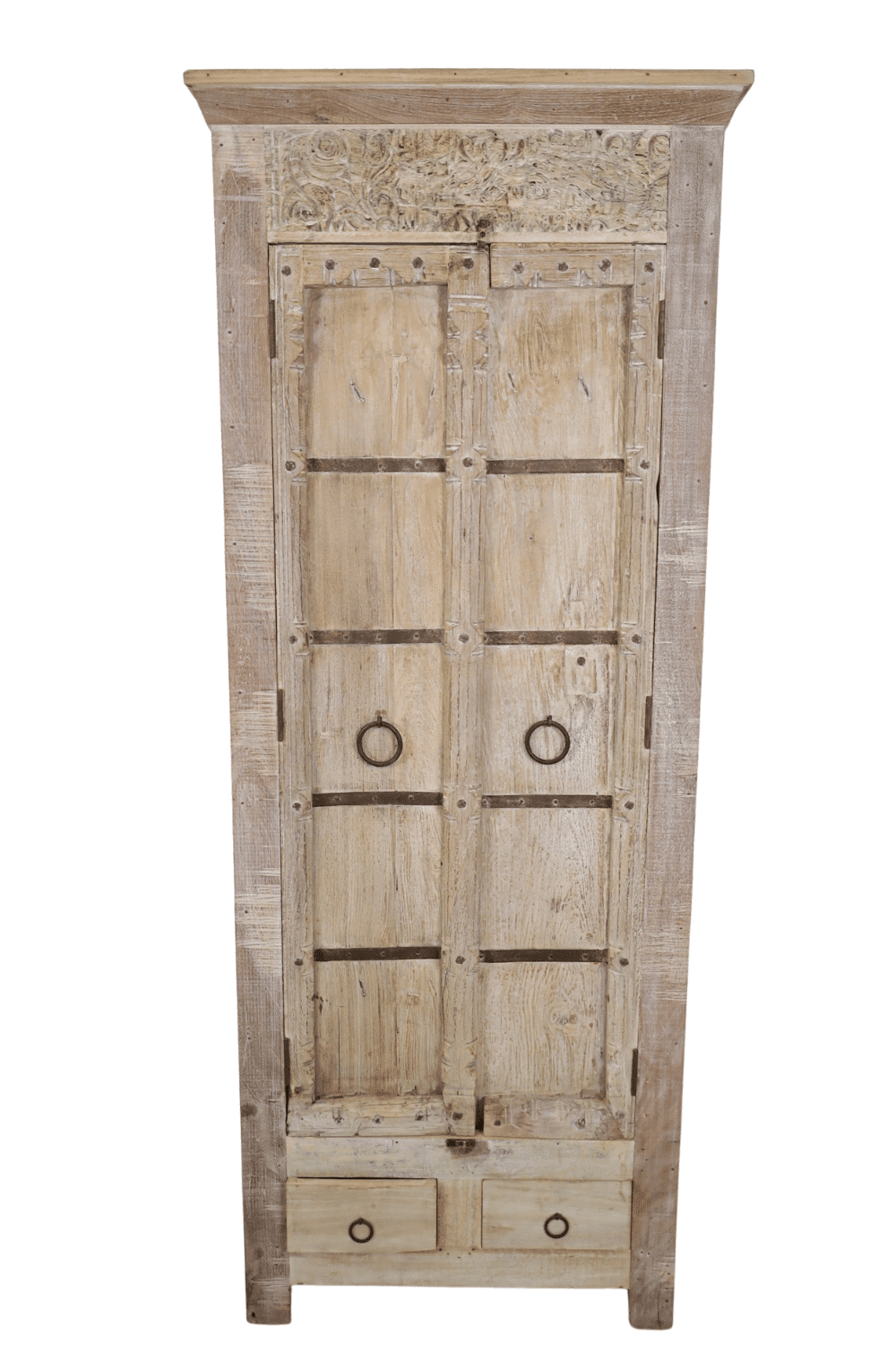 witte Indiase kast kast met oude deuren 75x40x190 cm