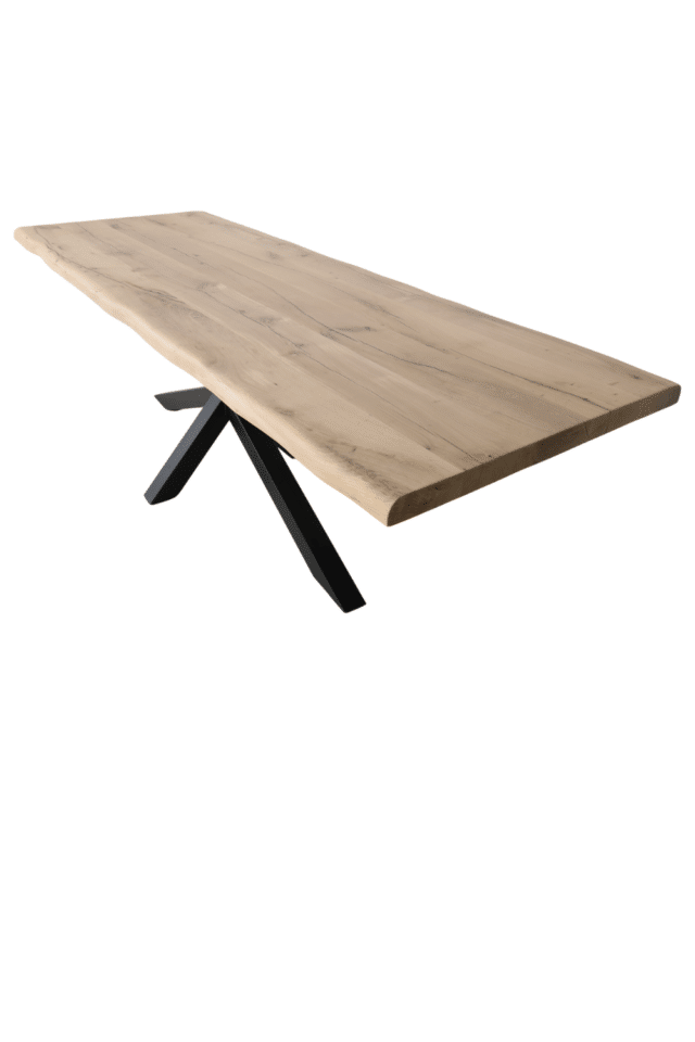 Eiken houten tafel 270 cm met metalen matrix poot