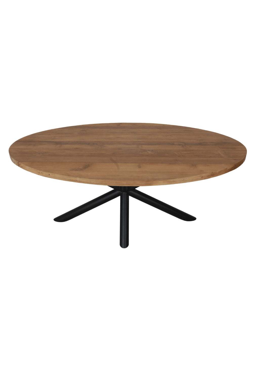 teak houten Ovale eettafel 200x 100cm met matrixpoot ronde buis