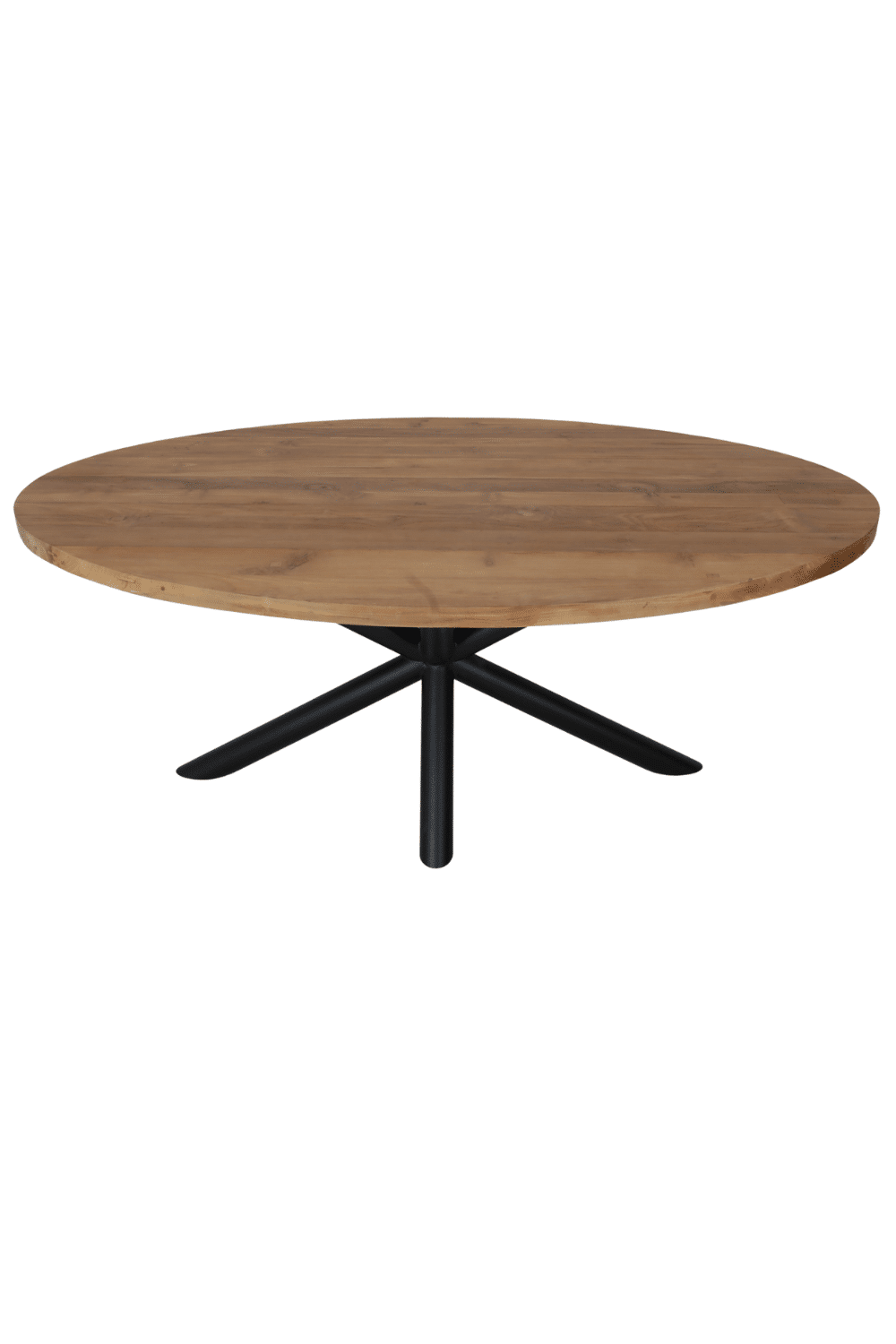 teak houten Ovale eettafel 200x 100cm met matrixpoot ronde buis