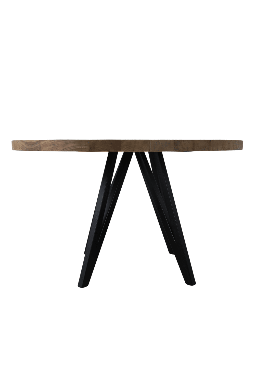 mooie teak houten ronde eettafel 130 cm met metalen poot