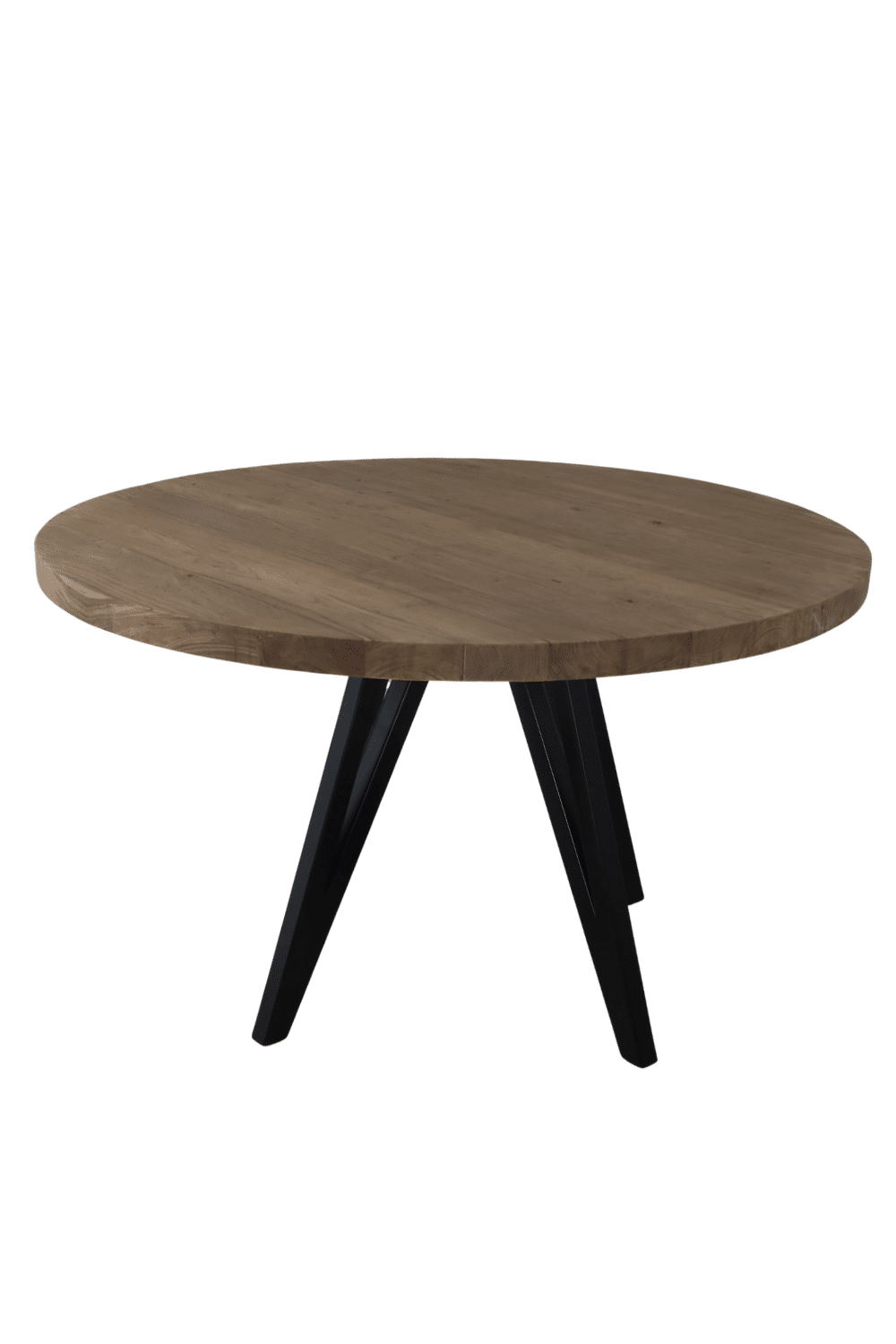 mooie teak houten ronde eettafel 130 cm met metalen poot