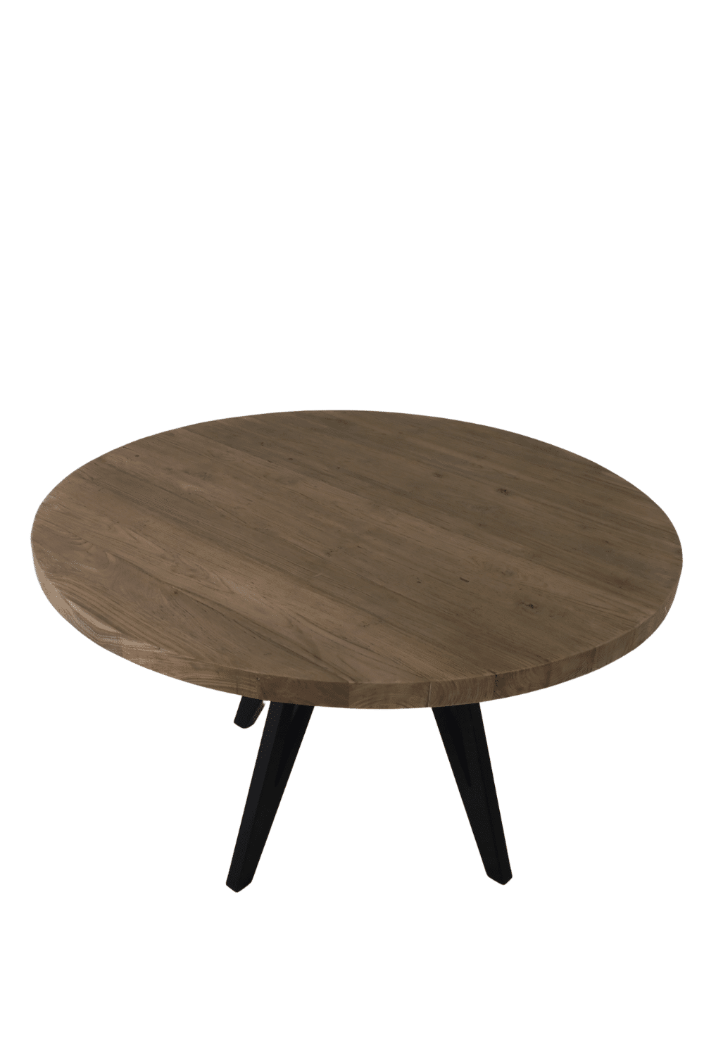 mooie teak houten ronde eettafel 130 cm met metalen poot