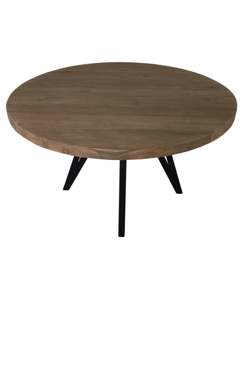 mooie teak houten ronde eettafel 130 cm met metalen poot