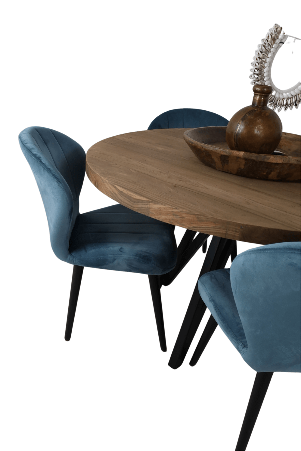 ronde teak houten eettafel 130 cm voor 4 stoelen