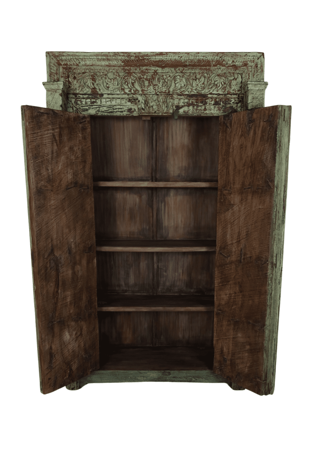 oude gekleurde indiase kast groene kast 120x57x206 cm