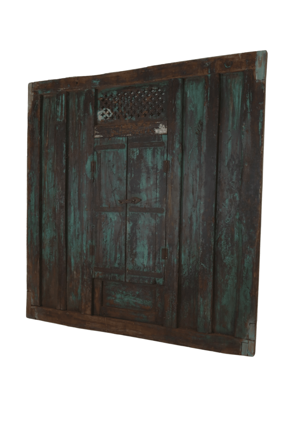 oud kozijn met deuren, raam uit india indische oude deur 195x8x204 cm bruin donker groen