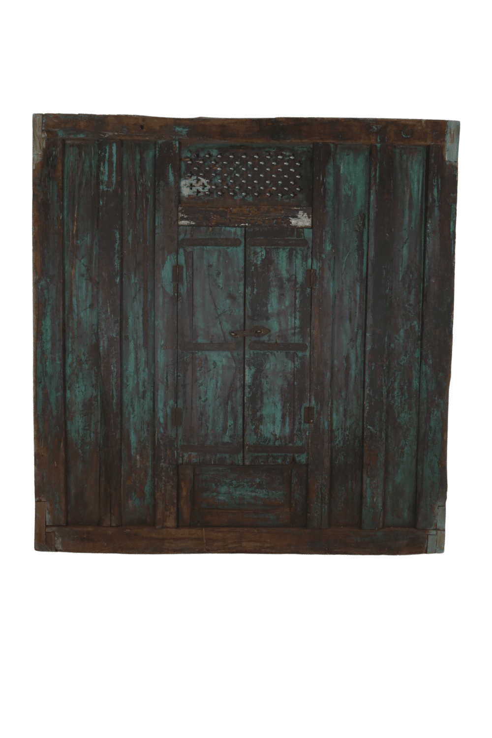 oud kozijn met deuren, raam uit india indische oude deur 195x8x204 cm bruin donker groen