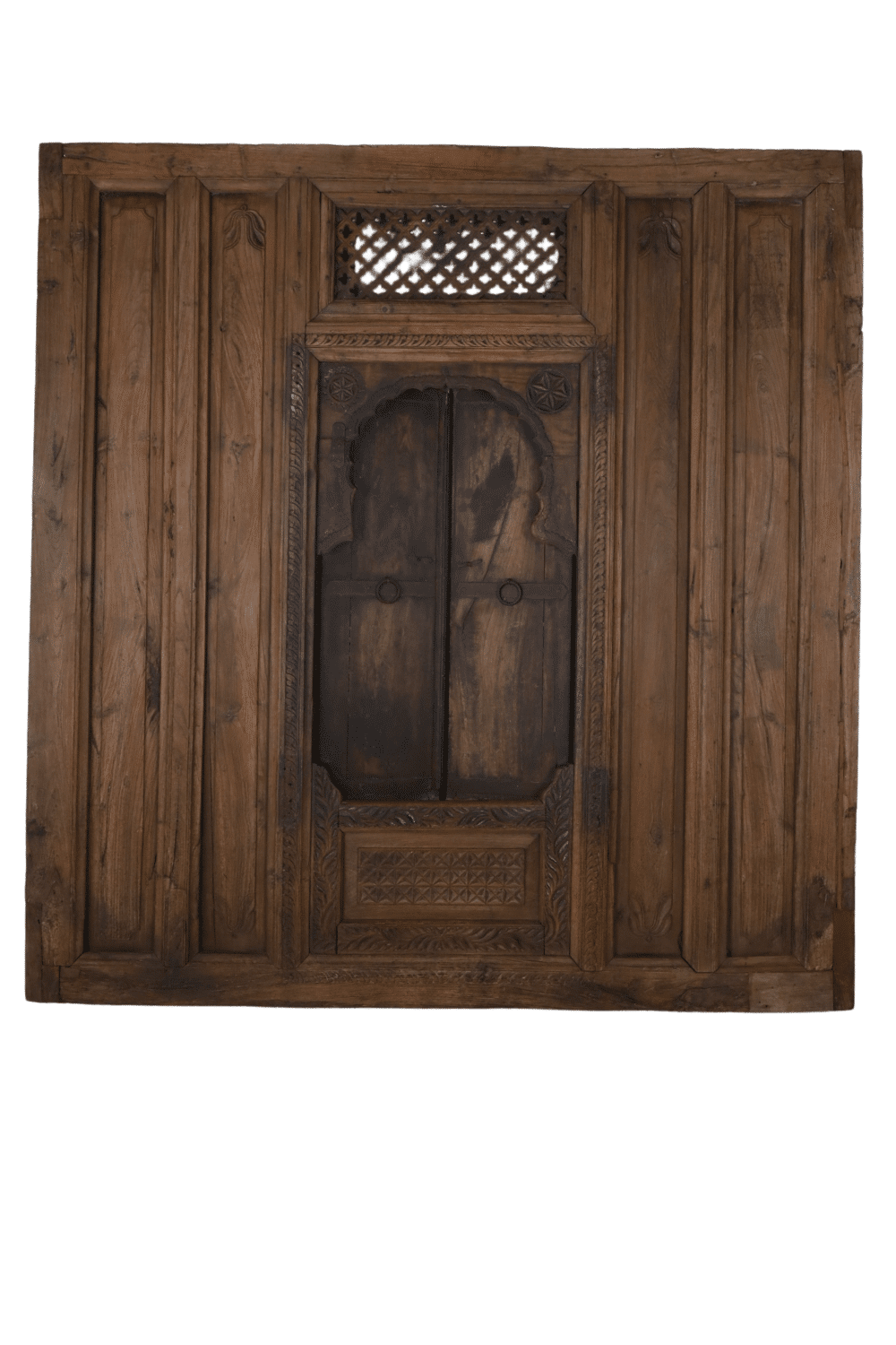 oud kozijn met deuren, raam uit india indische oude deur 195x8x204 cm bruin donker groen