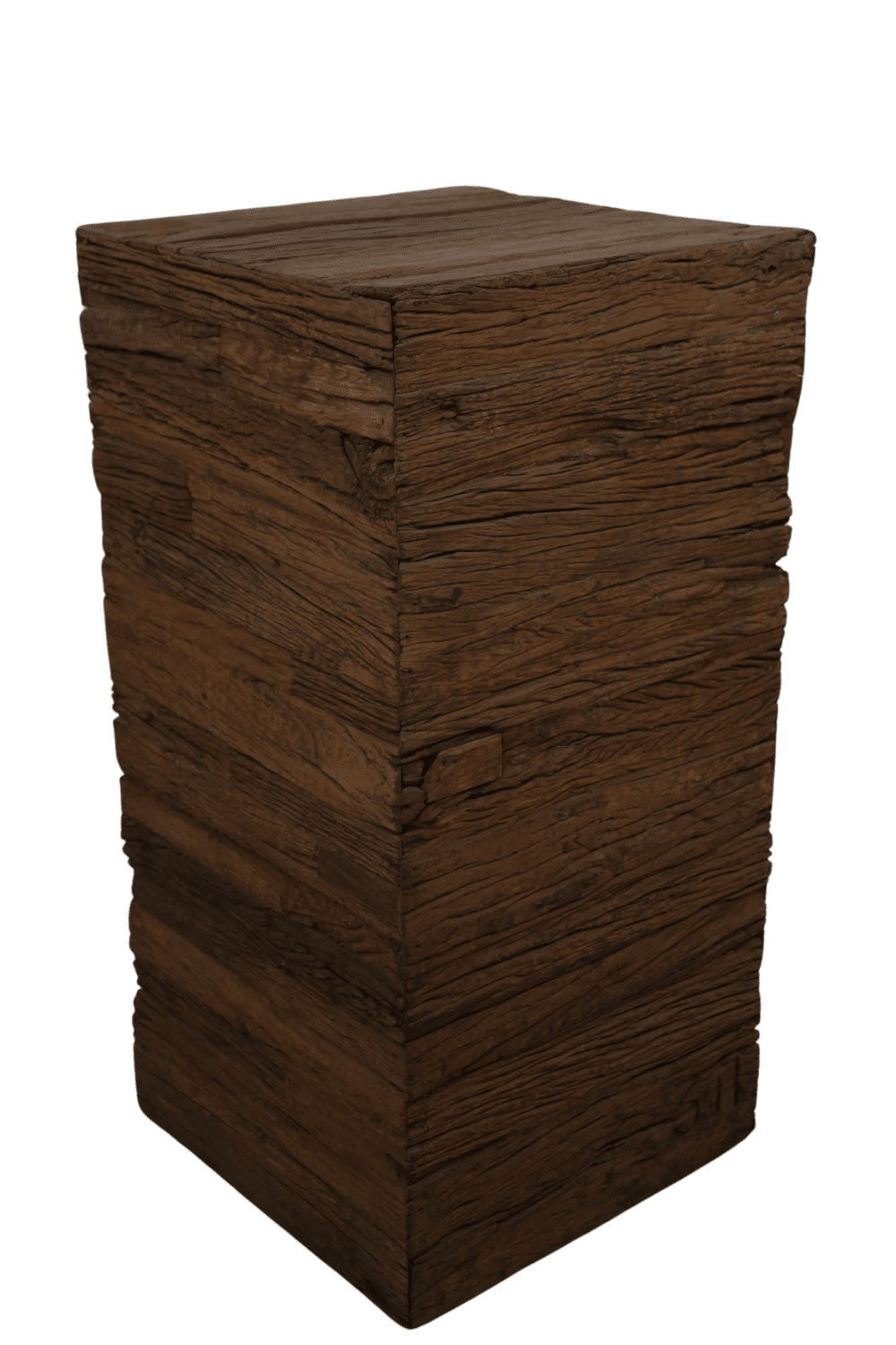 ruw stoere grove houten pilaar zuil 40x40x80 cm