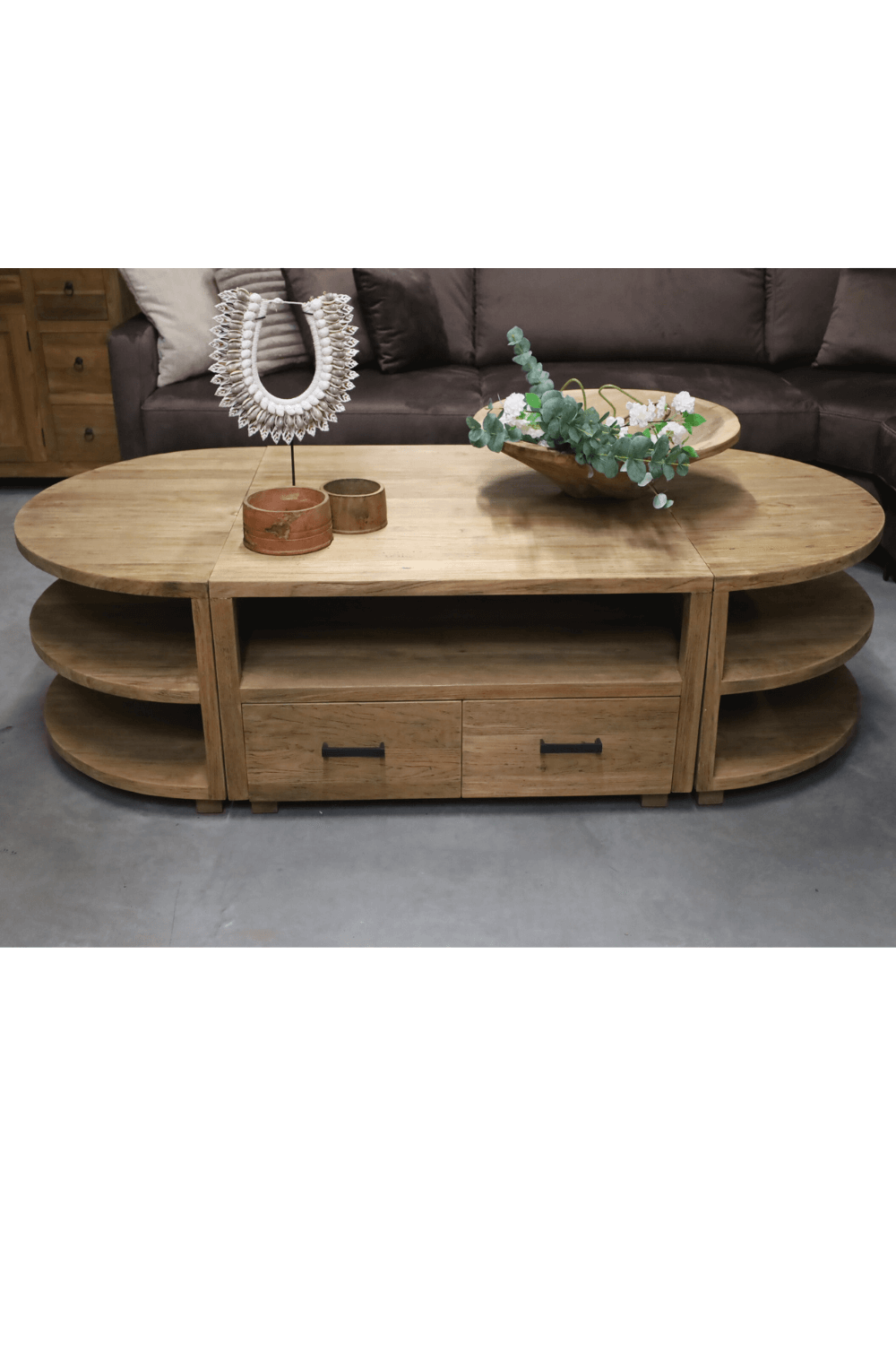 teak houten salontafel ovaal modulair rural