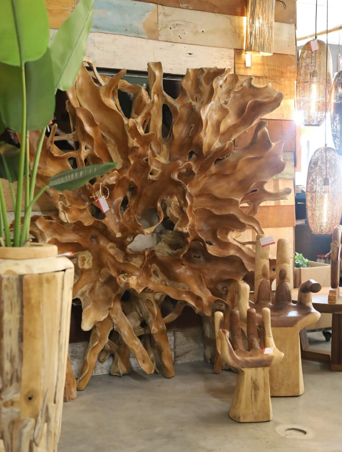 wortel teak wanddecoratie
