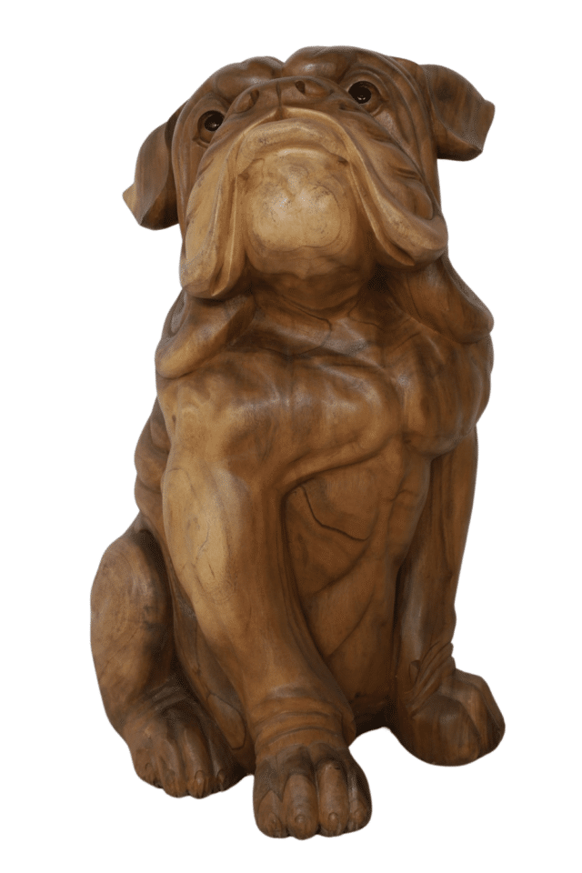 Grote houten bulldog 50x50x82 cm