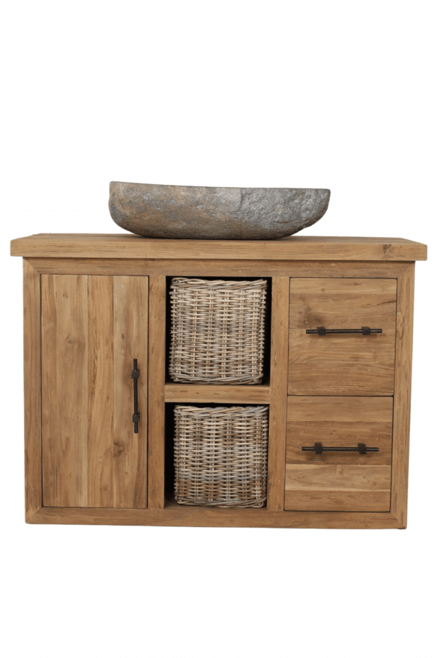 landelijke teak houten badkamermeubel 120 cm