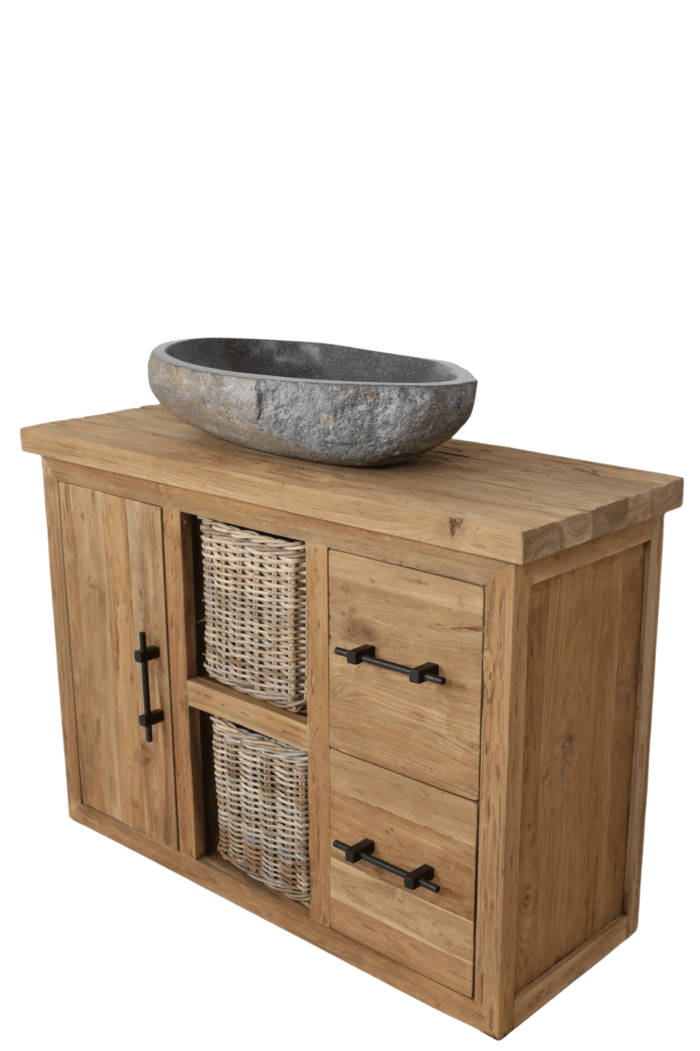 landelijke teak houten badkamermeubel 120 cm