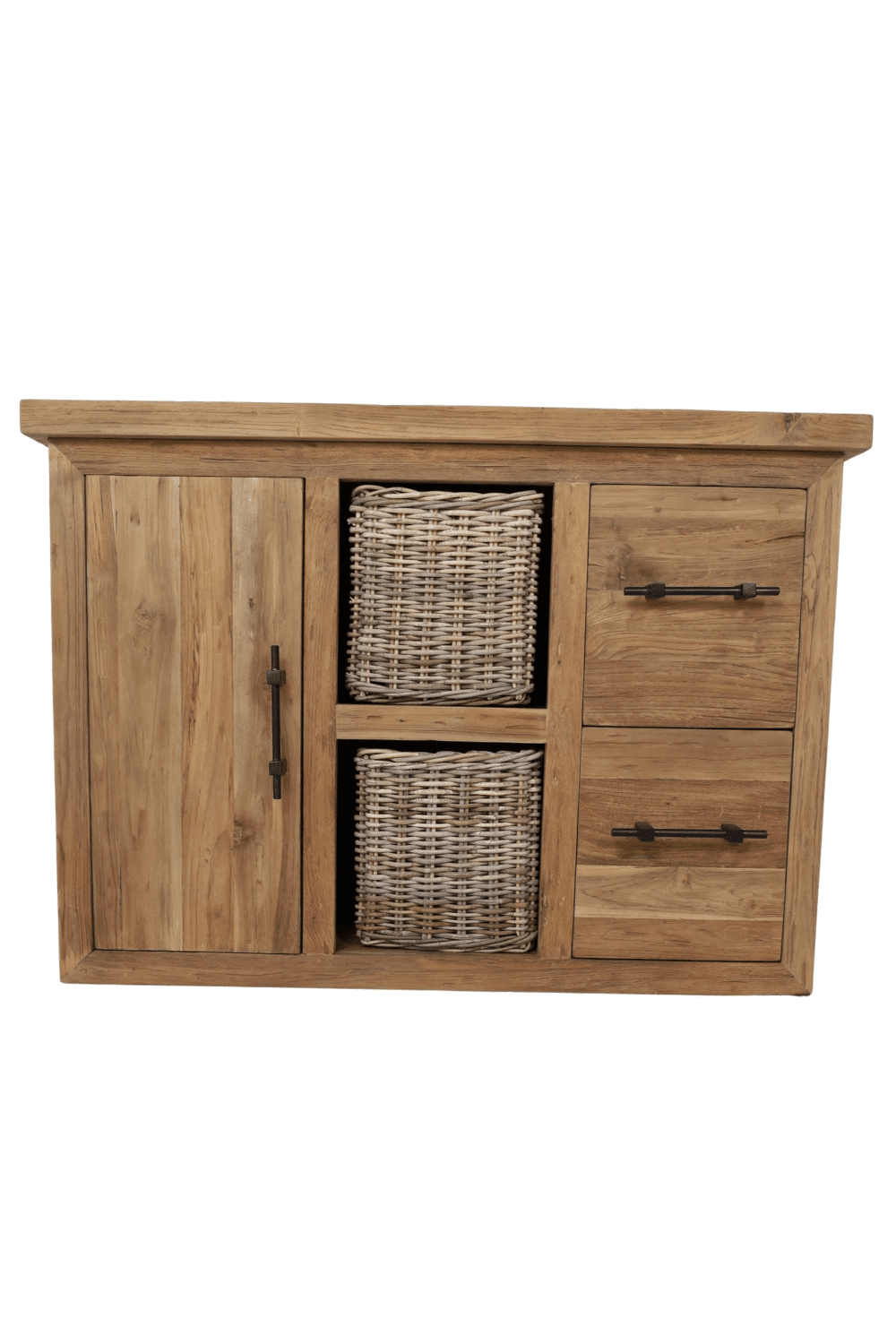 Massief robuust landelijk houten badkamermeubel 120 cm