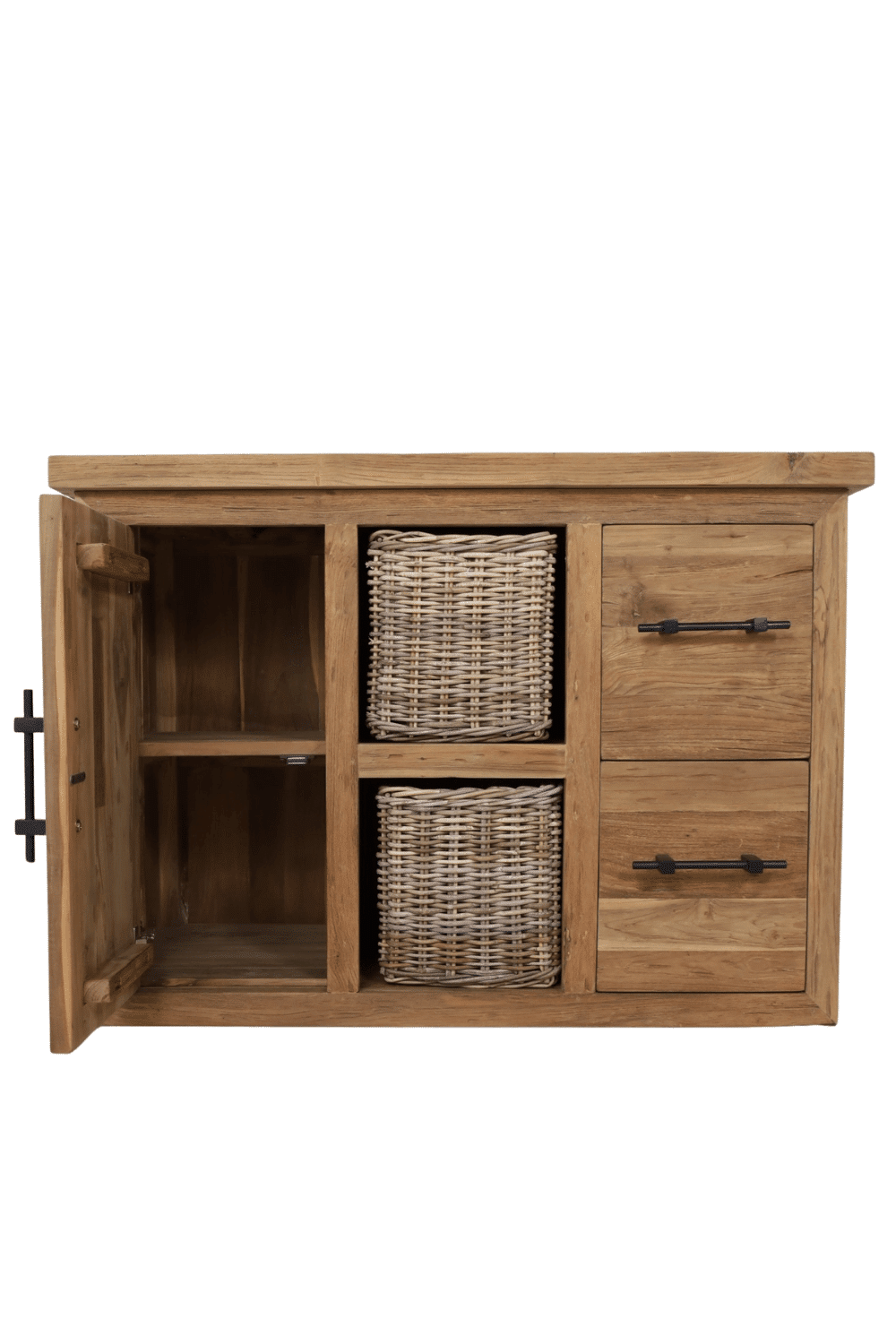 Massief robuust landelijk houten badkamermeubel 120 cm