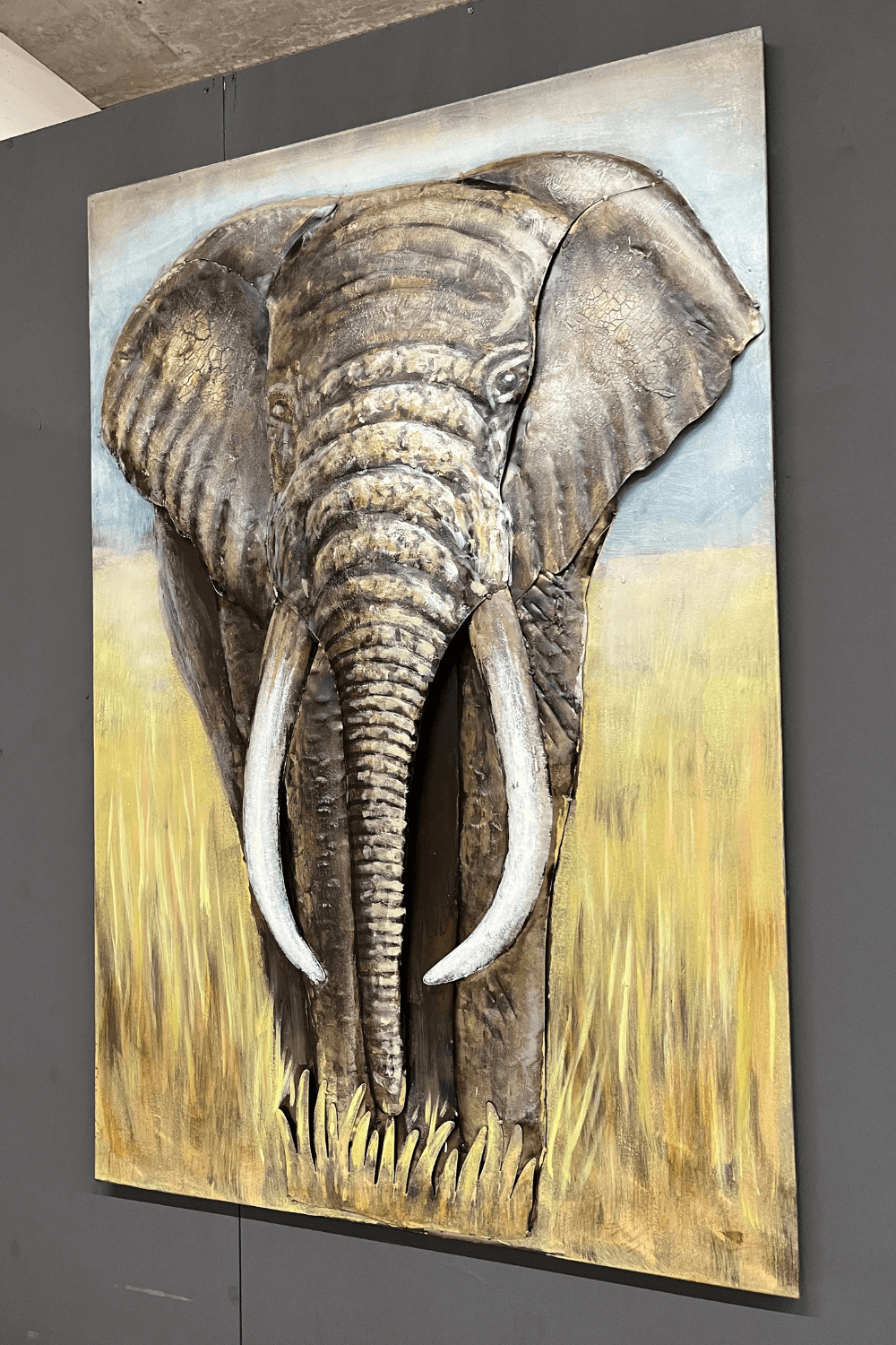 Olifanten schilderij van metaal 80x120 cm