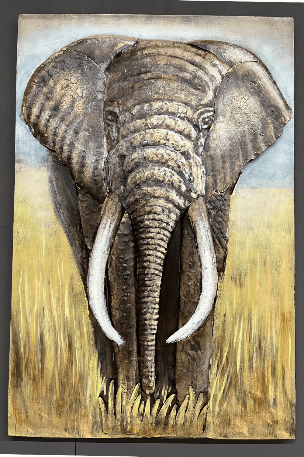 Olifanten schilderij van metaal 80x120 cm