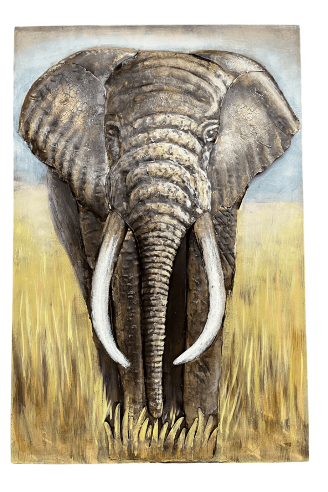 Olifanten schilderij van metaal 80x120 cm