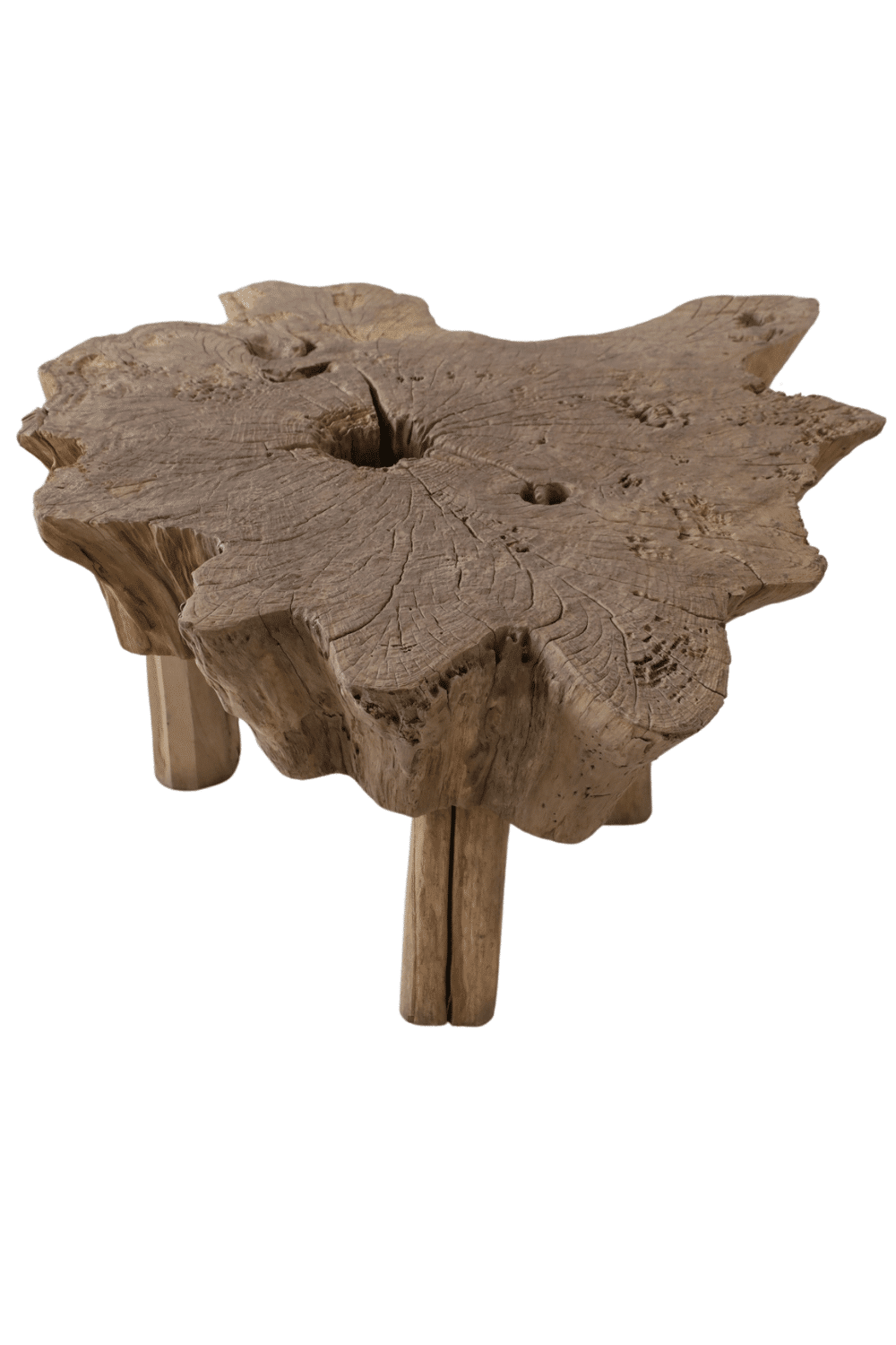 salontafel natuurlijke vorm oud hout teak hout olm oude salontafel