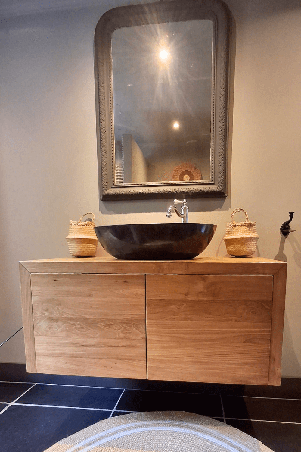 Teakhouten hangend badkamermeubel 140 cm