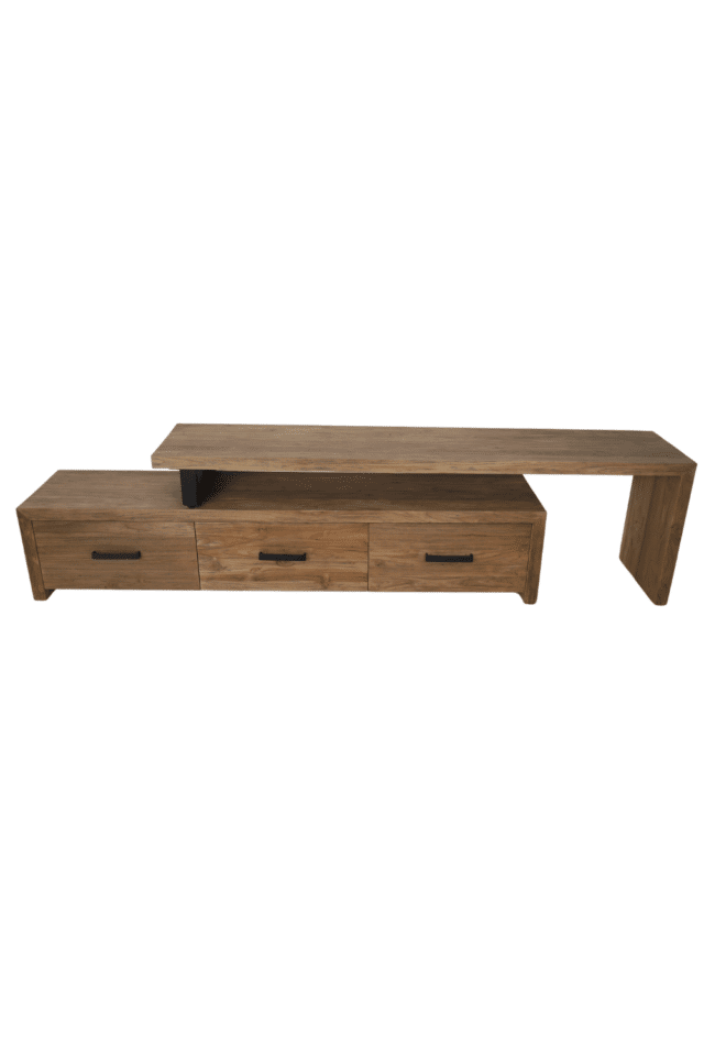 Teakhouten tv meubel uitschuifbaar tv meubel 240 cm tot 300 cm