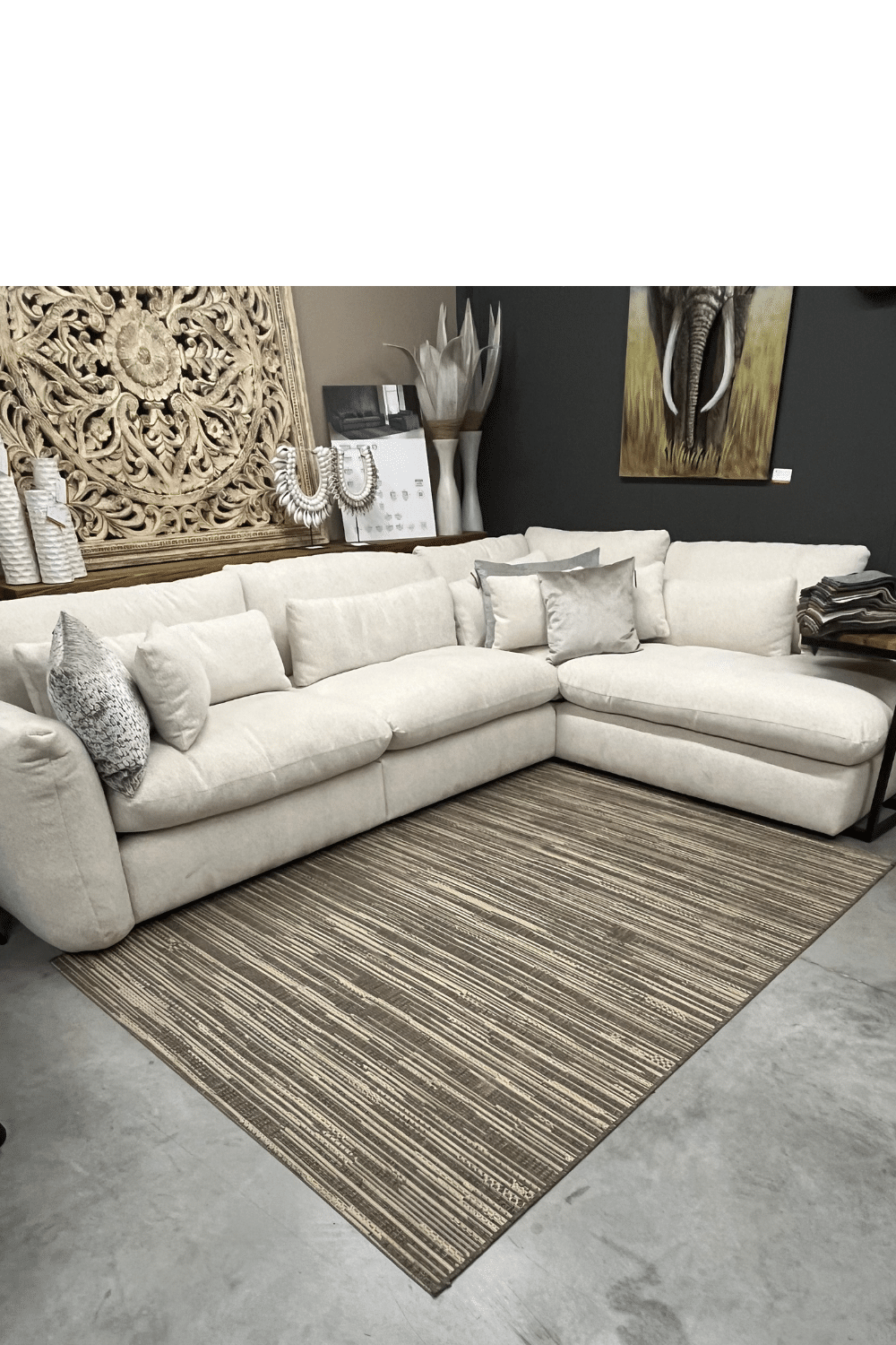 Vloerkleed voor buiten 160x230 cm beige streepjes
