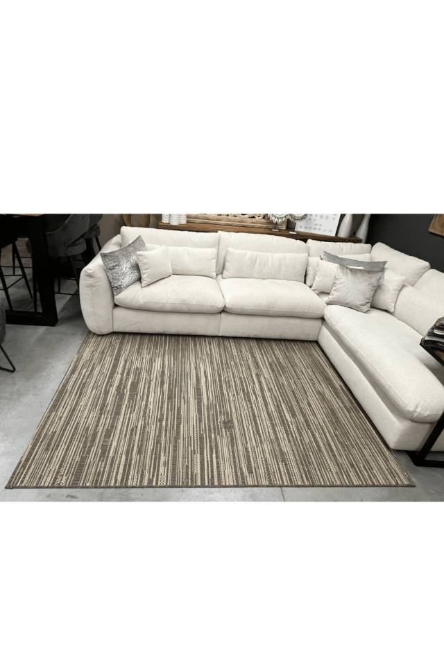 Vloerkleed voor buiten 160x230 cm beige streepjes