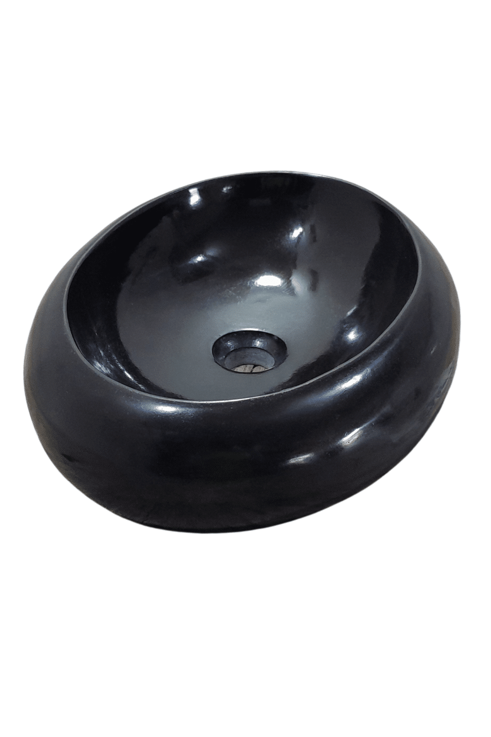 Donut ovale zwarte andesiet wasbak 45x35x12 cm