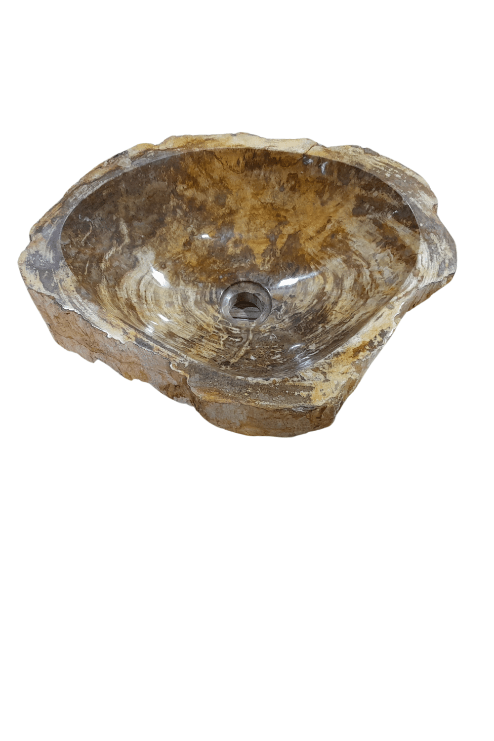 Versteend houten fossiele wasbak beige kleur 48x34x15 cm