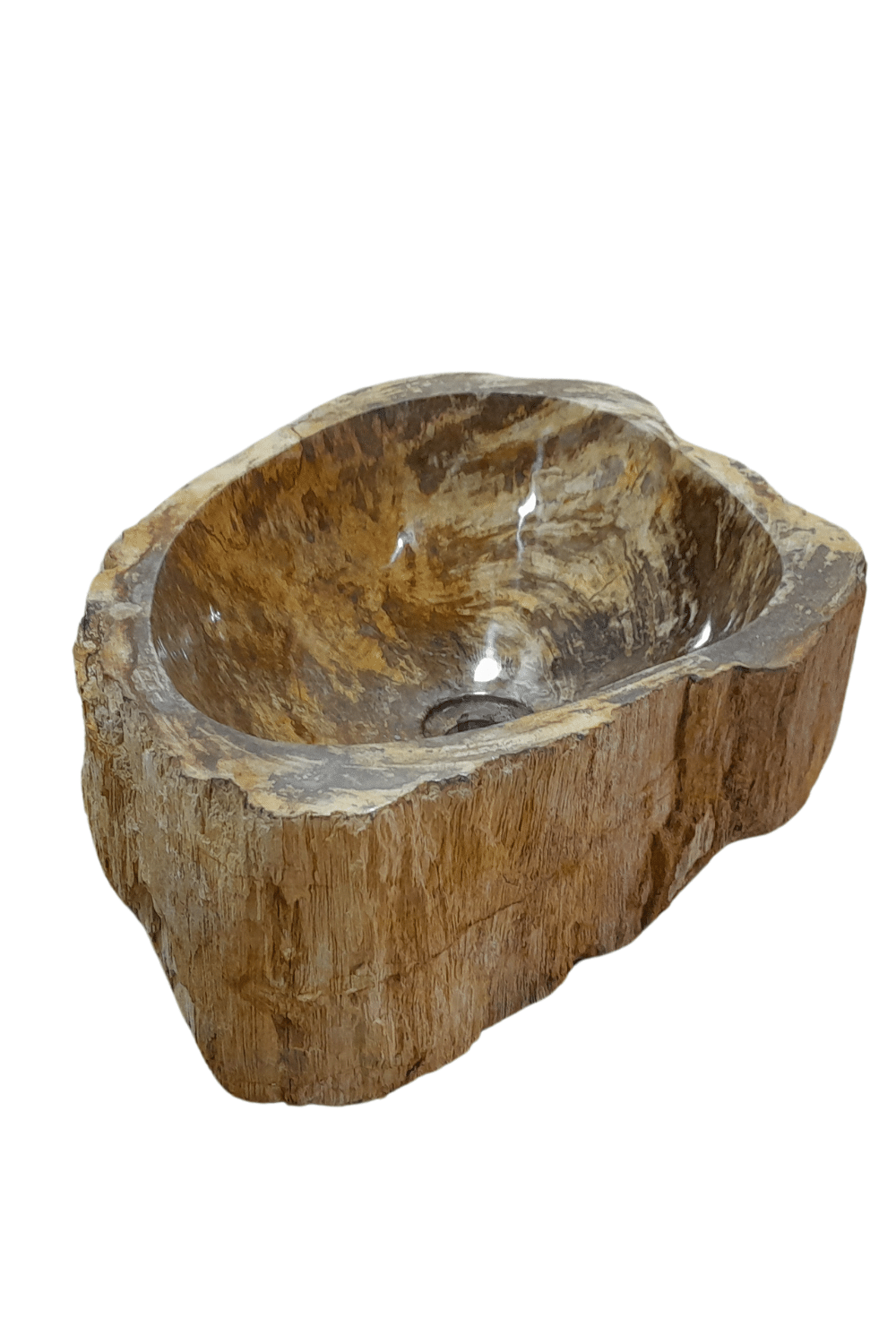 Versteend houten fossiele wasbak beige kleur 48x34x15 cm