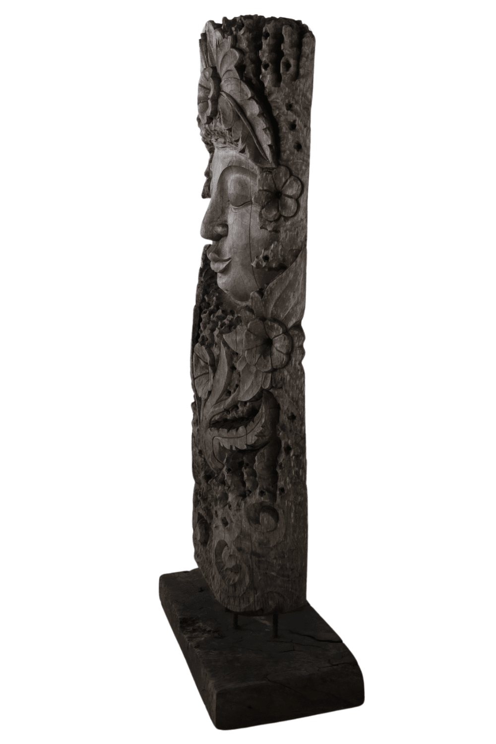 Houten Boeddha beeld 60x33x145 cm voor in de tuin