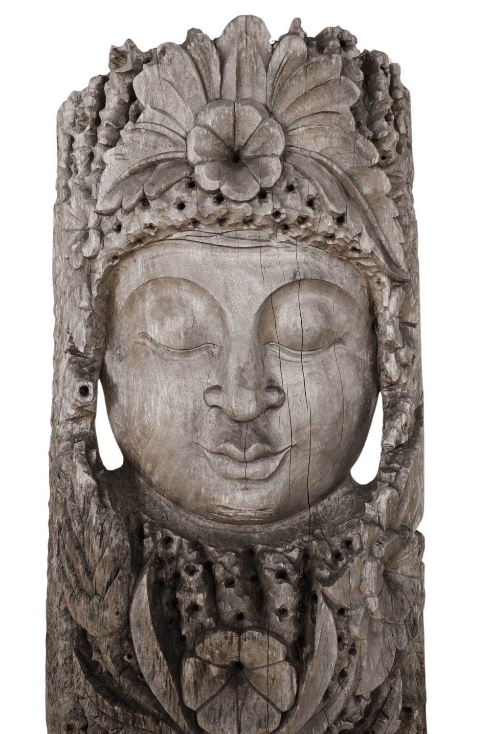 Houten Boeddha beeld 60x33x145 cm voor in de tuin