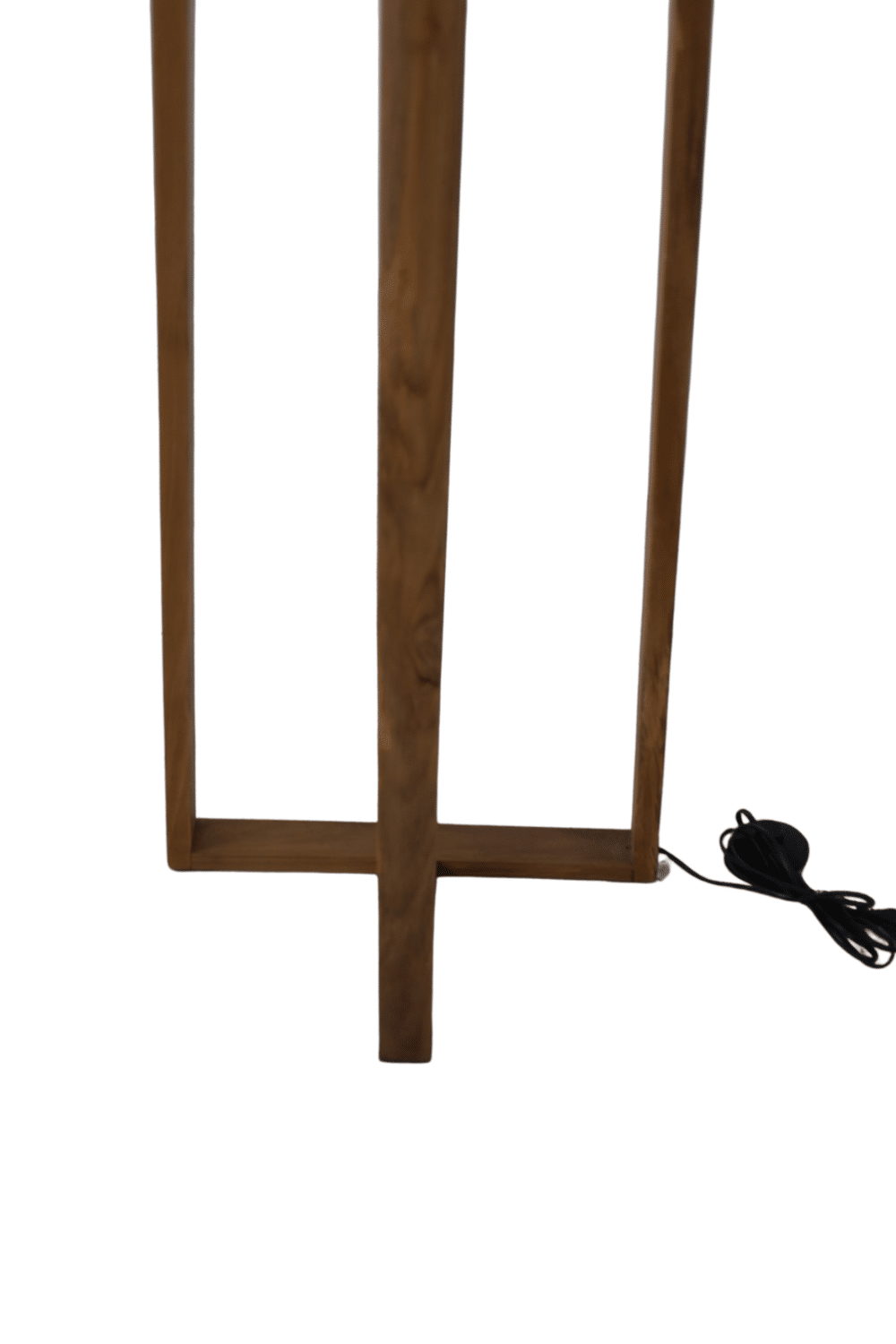 Houten strakke vloerlamp met witte kap