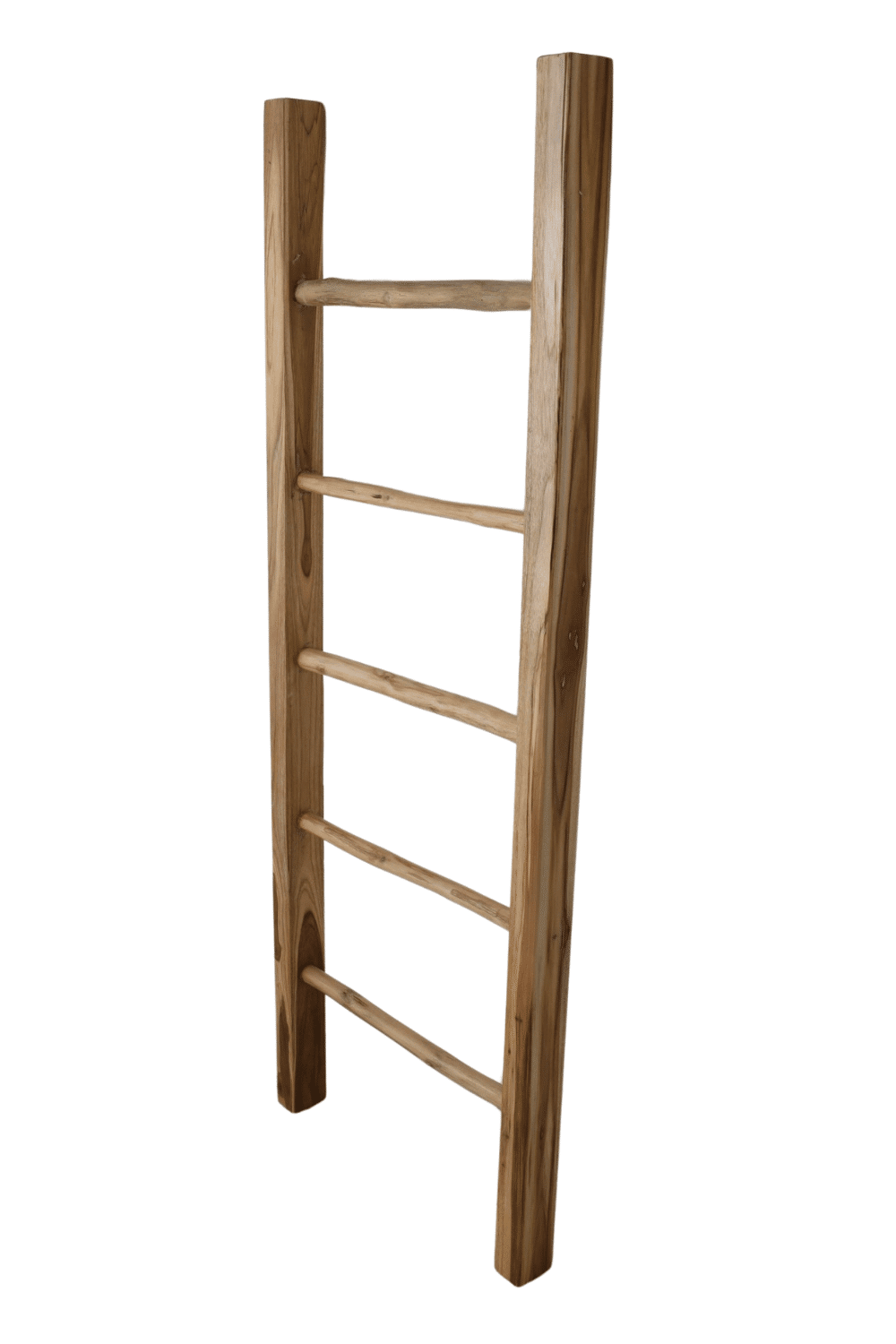 teak houten trap, ladder voor in de badkamer zijaanzicht