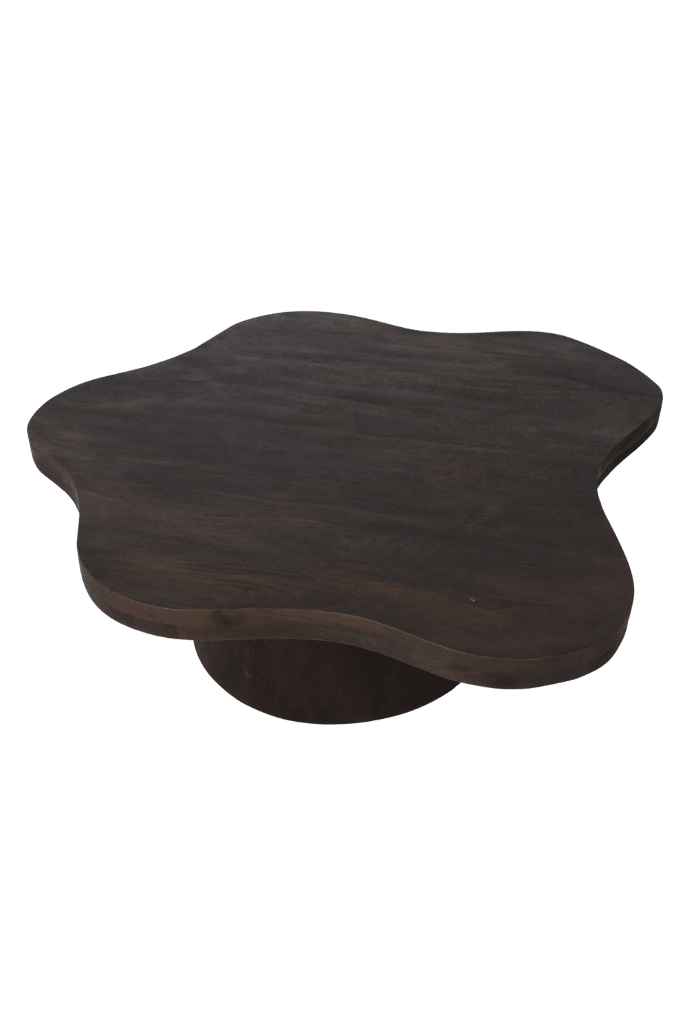 Organische houten salontafel bloem vormige walnoot bruine kleur 120x120x43 cm