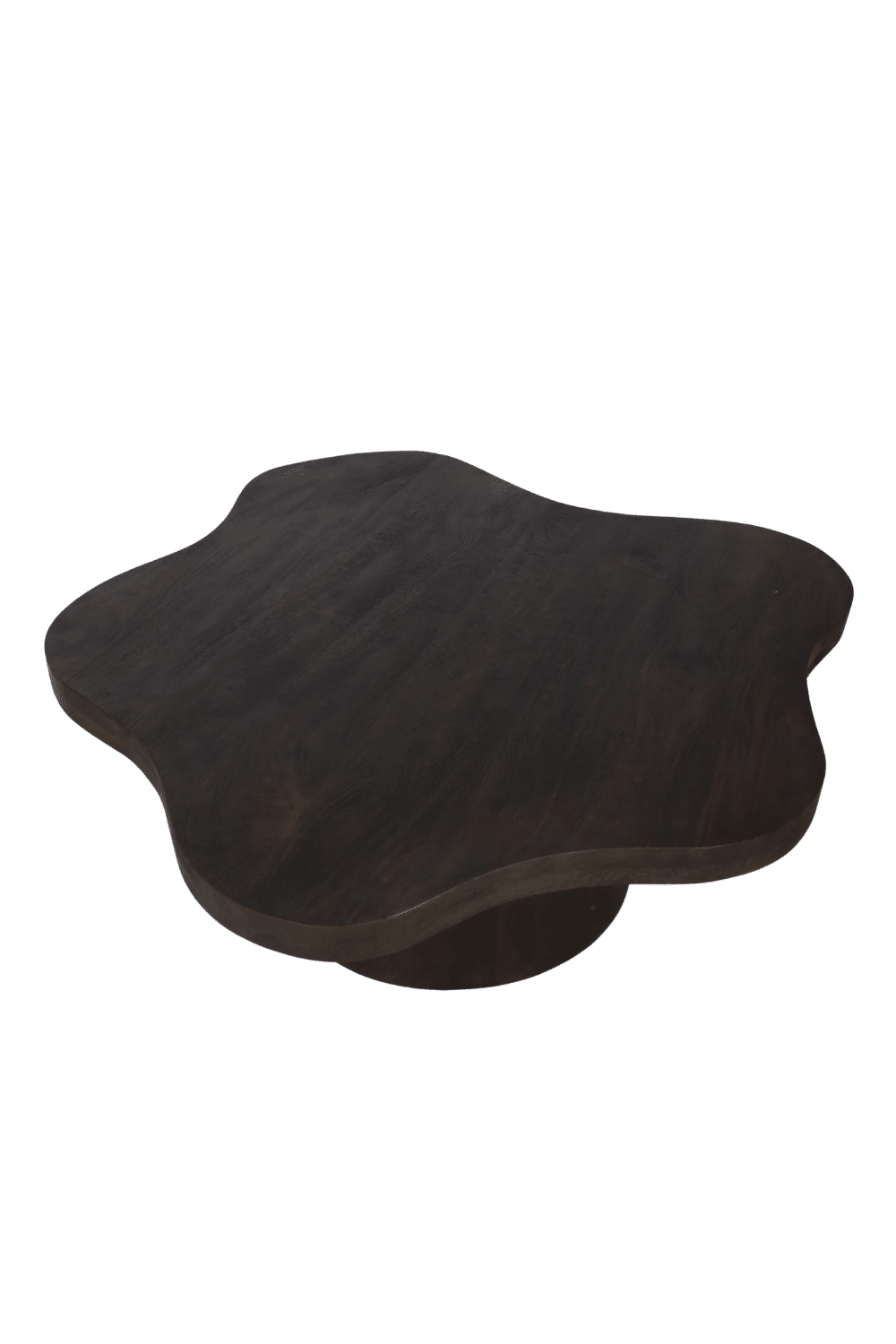 Organische houten salontafel bloem vormige walnoot bruine kleur 120x120x43 cm
